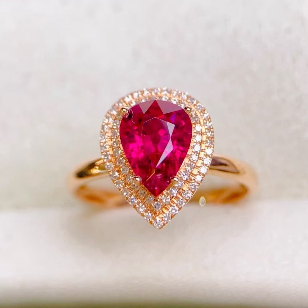 14k Gold 1.40 Ctw Natural Tourmaline & Diamond Ring - 4