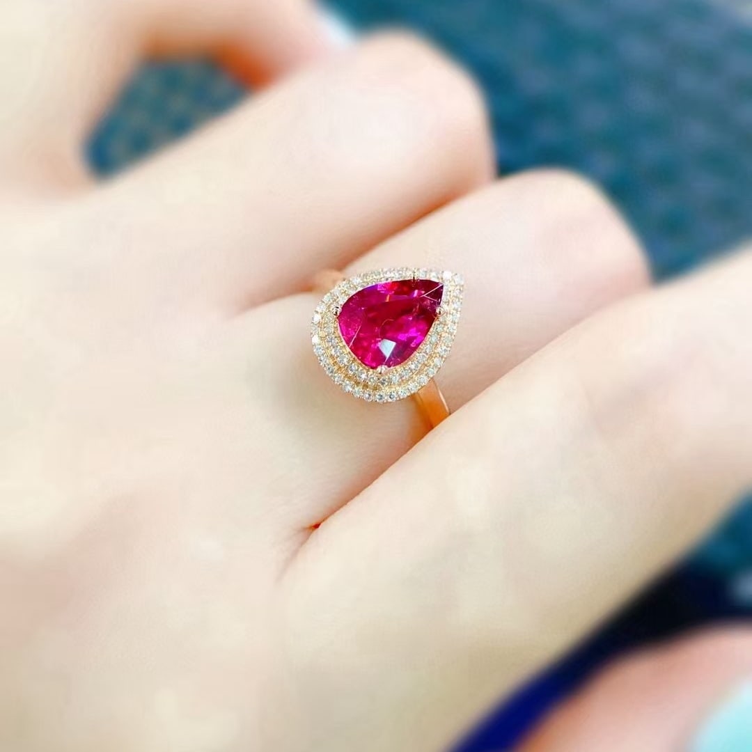 14k Gold 1.40 Ctw Natural Tourmaline & Diamond Ring - 5