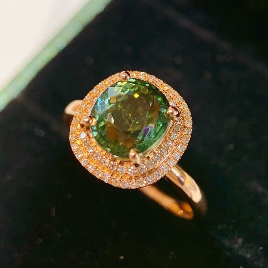 14k Gold 2.74 Ctw Natural Tourmaline & Diamond Ring - 2