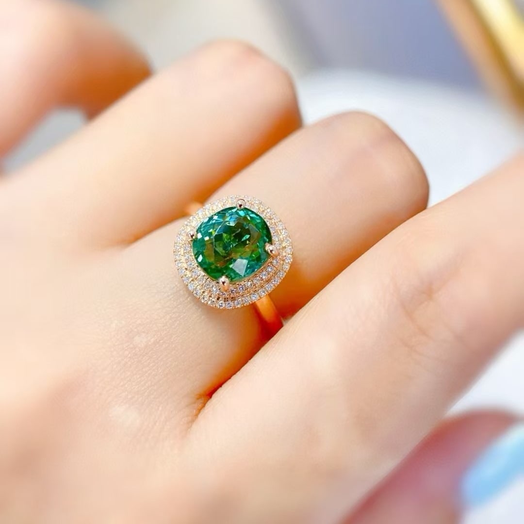 14k Gold 2.74 Ctw Natural Tourmaline & Diamond Ring - 4