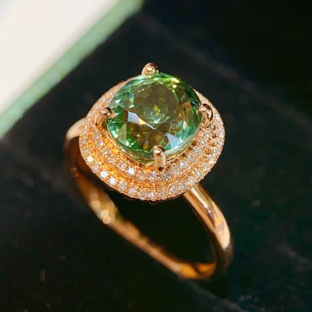 14k Gold 2.74 Ctw Natural Tourmaline & Diamond Ring - 5