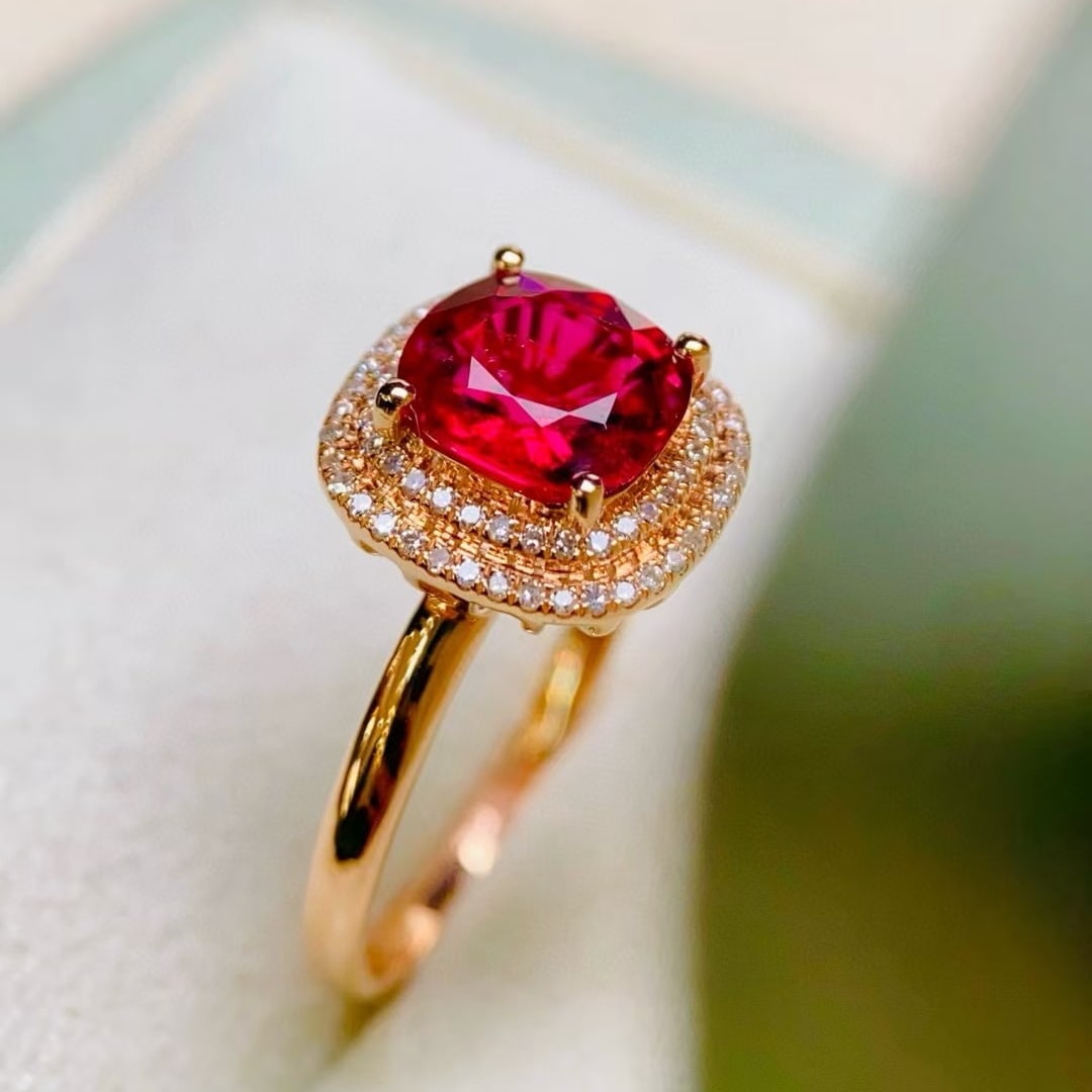 14k Gold 1.87 Ctw Natural Tourmaline & Diamond Ring - 2