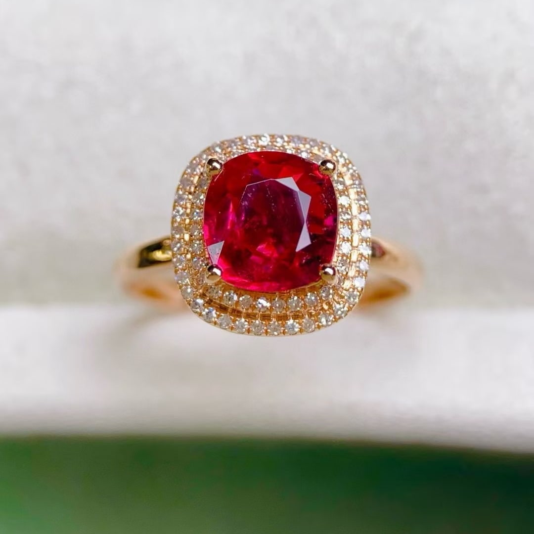 14k Gold 1.87 Ctw Natural Tourmaline & Diamond Ring - 5