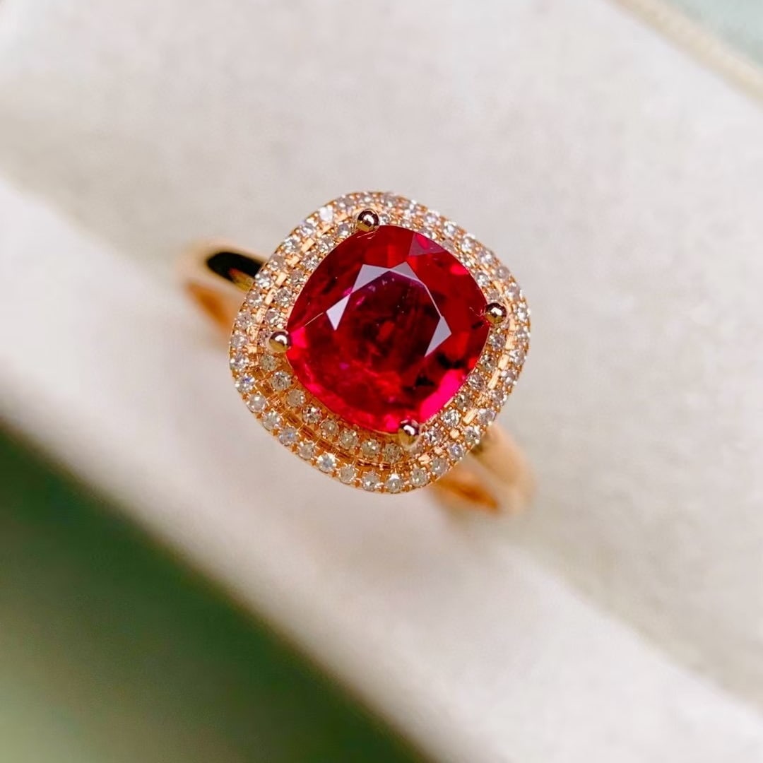 14k Gold 1.87 Ctw Natural Tourmaline & Diamond Ring - 6