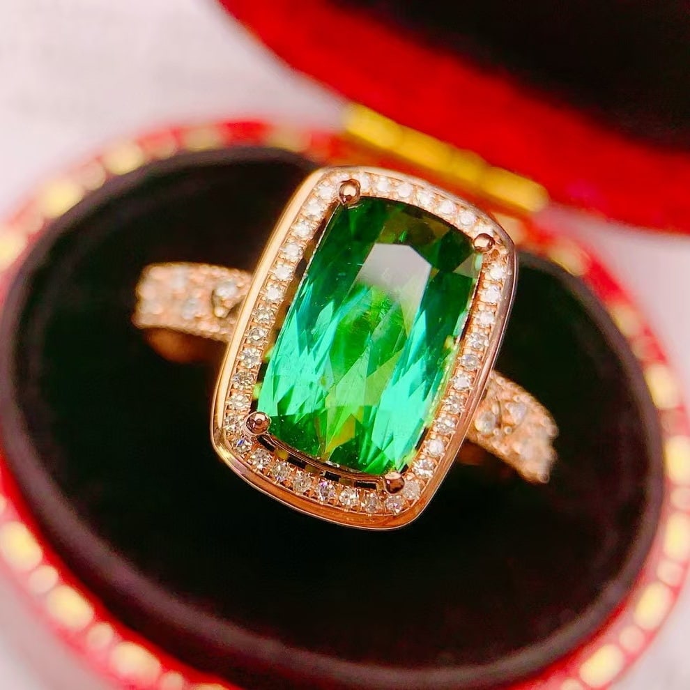 14k Gold 3.27 Ctw Natural Tourmaline & Diamond Ring - 2