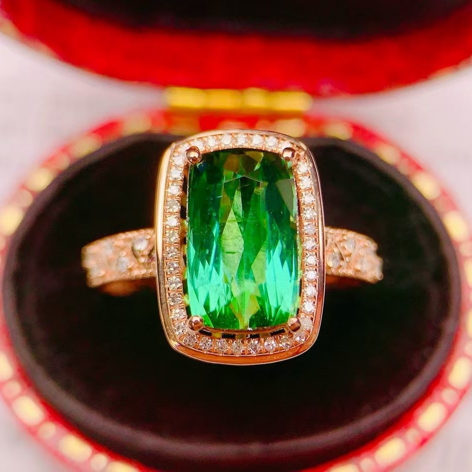 14k Gold 3.27 Ctw Natural Tourmaline & Diamond Ring - 3