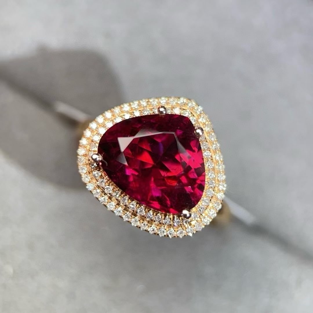 14k Gold 3.75 Ctw Natural Tourmaline & Diamond Ring - 3
