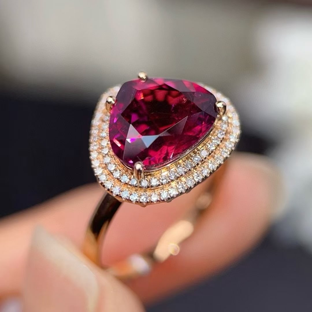 14k Gold 3.75 Ctw Natural Tourmaline & Diamond Ring - 5
