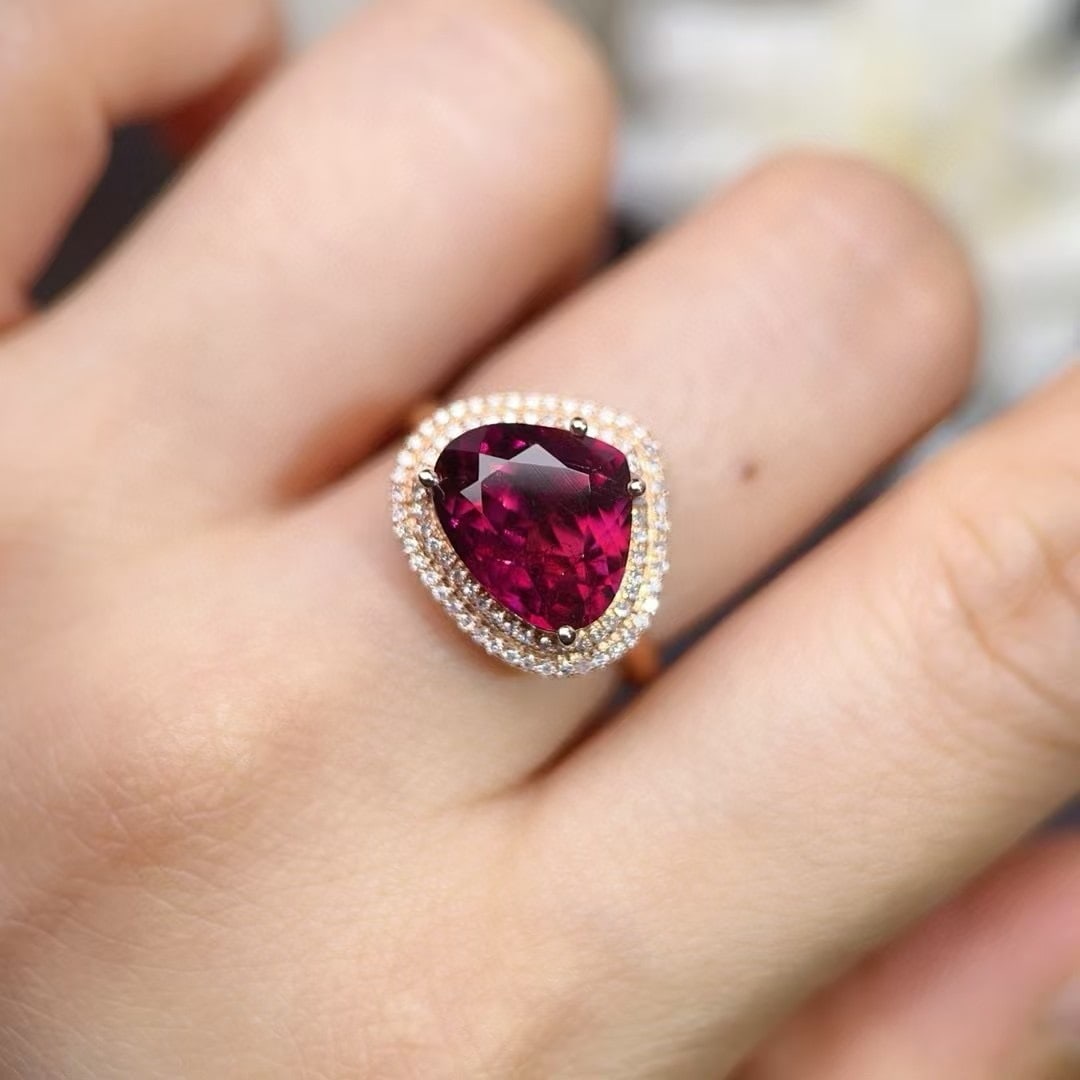 14k Gold 3.75 Ctw Natural Tourmaline & Diamond Ring - 6