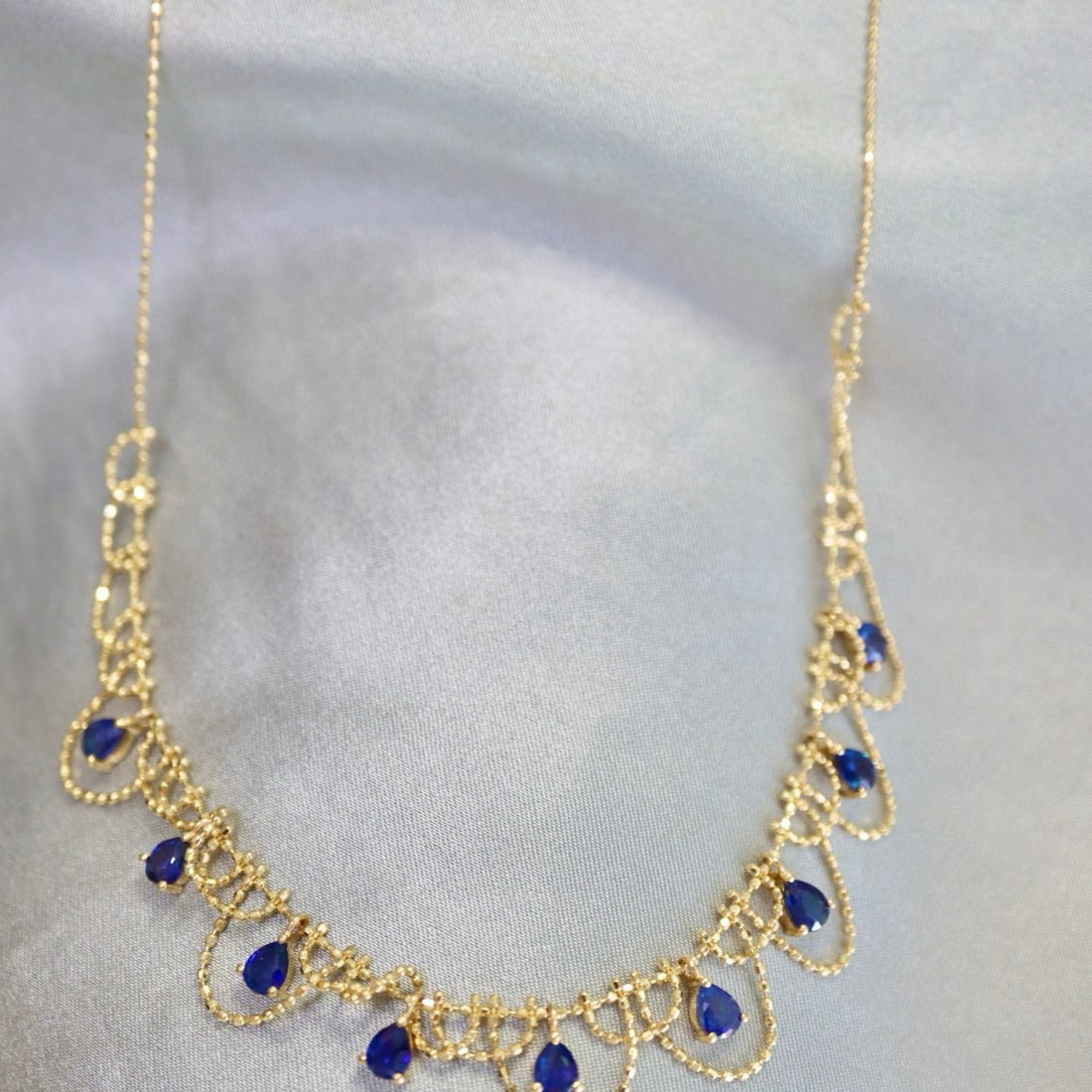 14k Gold 2.7 Ct Natural Sapphire Necklace - 5