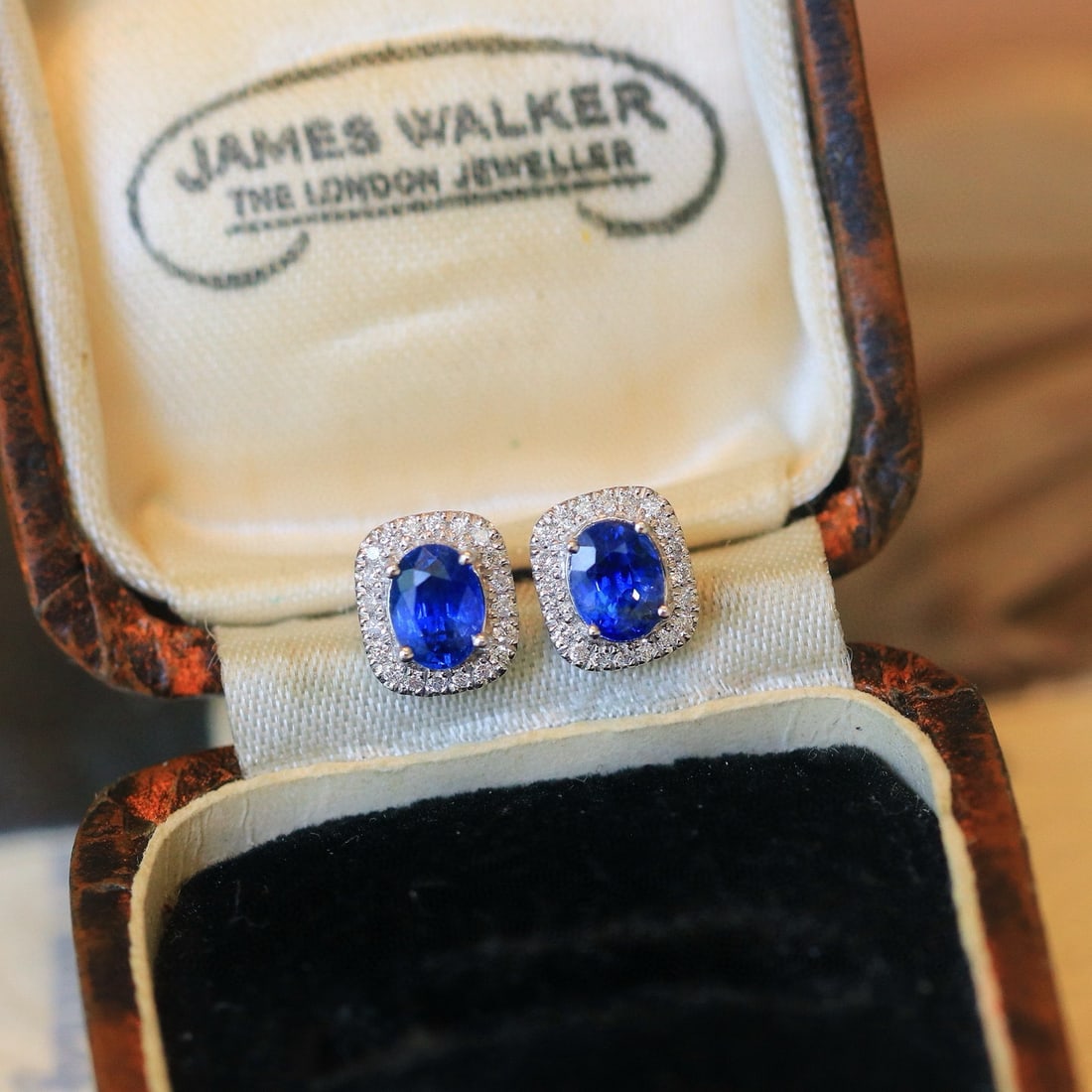 14k Gold 1.16 Ctw Natural Sapphire & Diamond Earrings - 2
