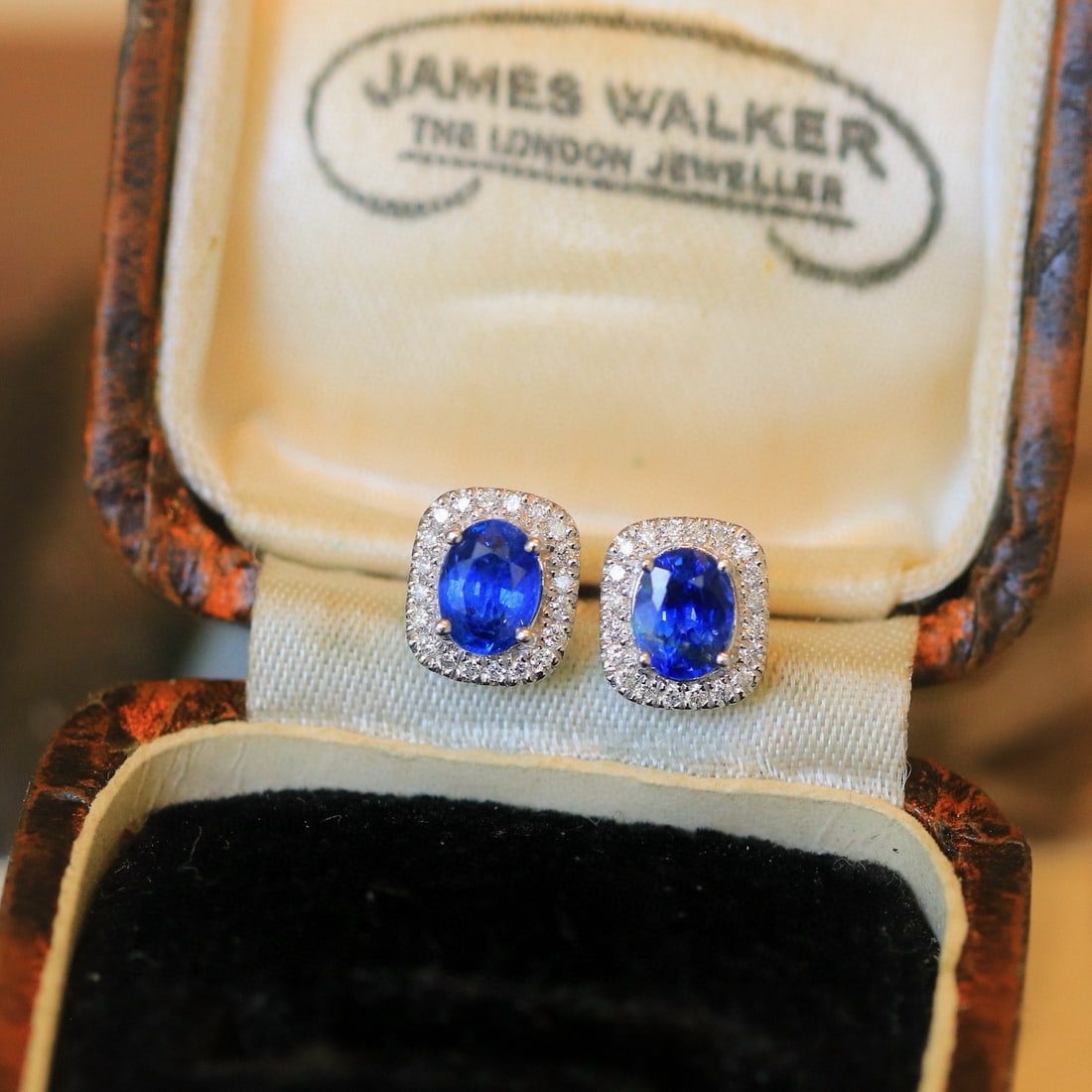 14k Gold 1.16 Ctw Natural Sapphire & Diamond Earrings - 3