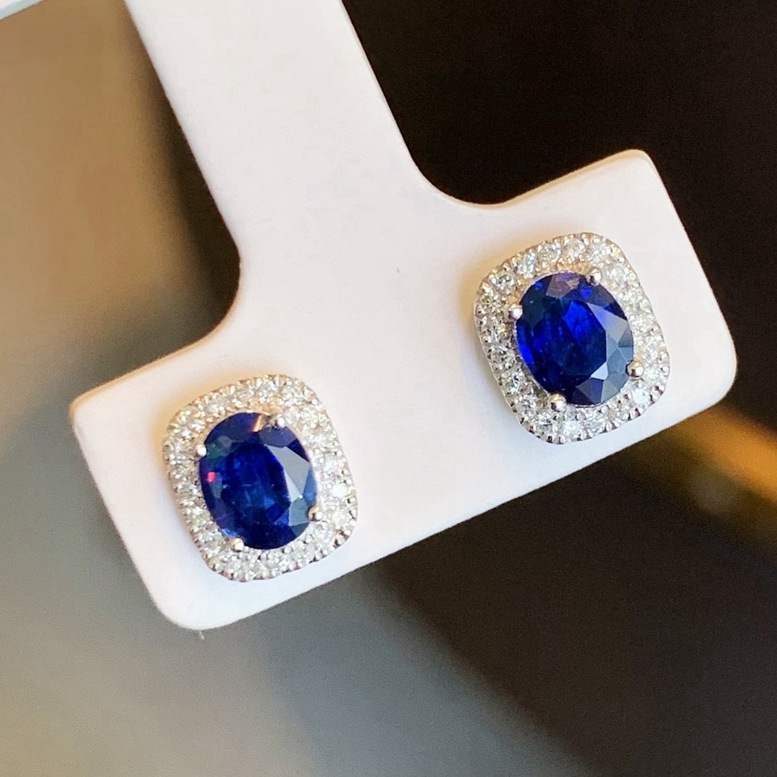 14k Gold 1.16 Ctw Natural Sapphire & Diamond Earrings - 4