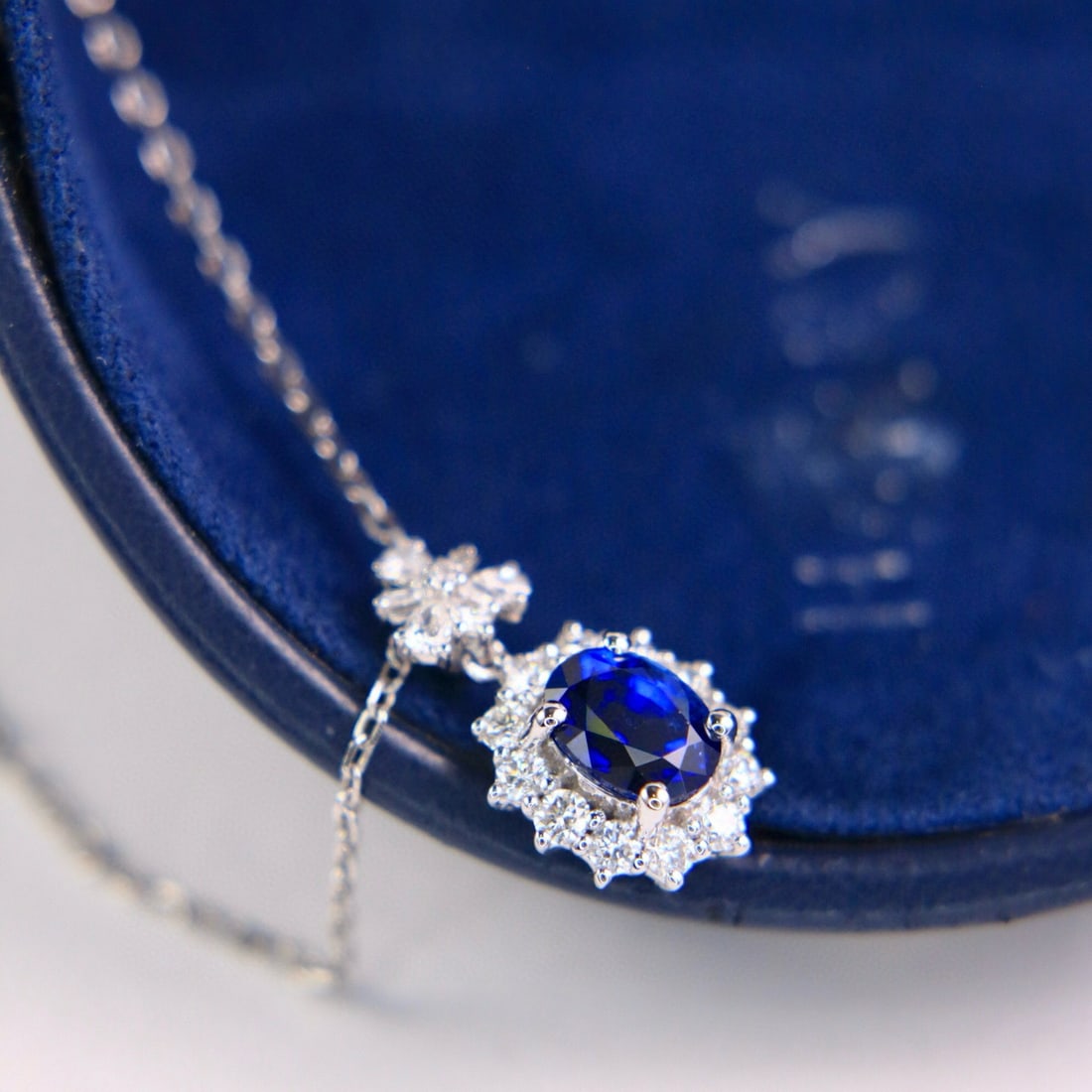 14k Gold 1.54 Ctw Natural Sapphire & Diamond Pendant( Without Chain ) - 2