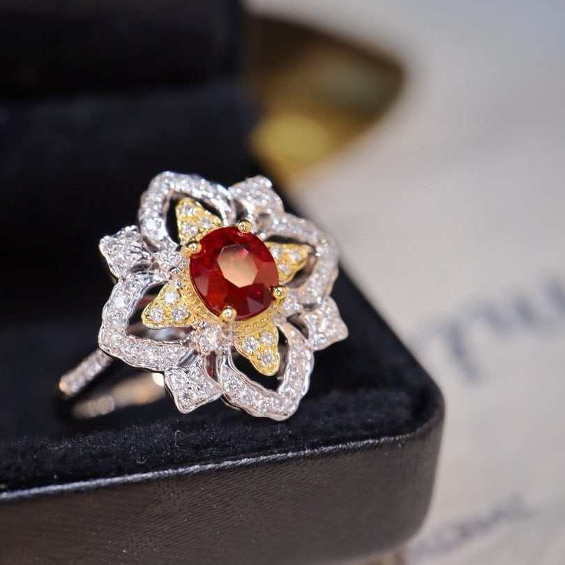 14k Gold 0.99 Ctw Natural Ruby & Diamond Ring - 2