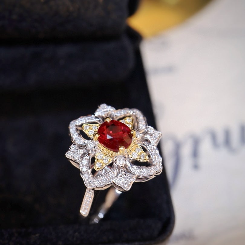 14k Gold 0.99 Ctw Natural Ruby & Diamond Ring - 3
