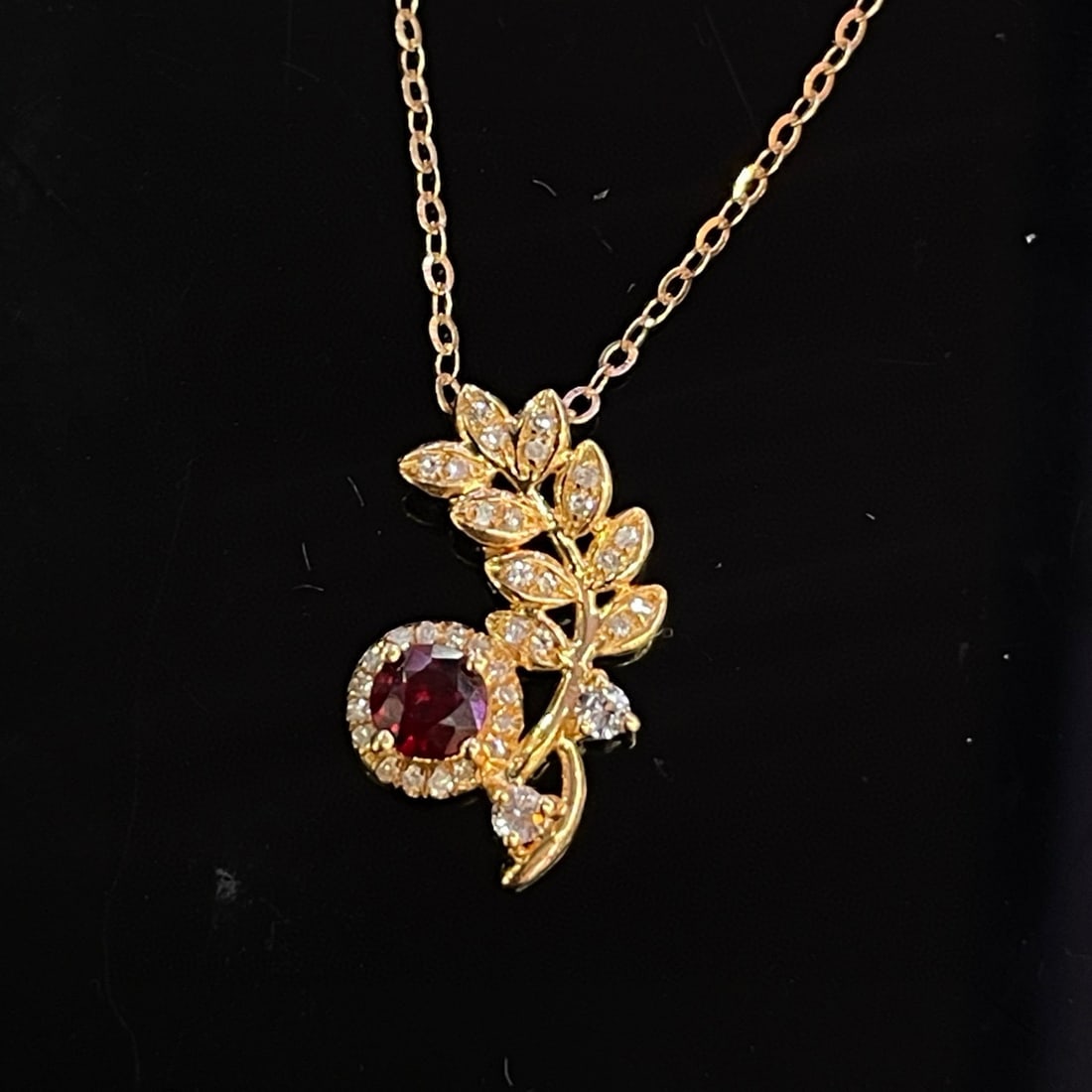 14k Gold 0.48 Ct Natural Ruby & Diamond & Sapphire Necklace: Ref:230994229 // gold content:14k gold // main gemstone:ruby // shape:round // carat weight:0. 48ct // color:red // treatment:natural // cut grade:g // // adjacent gemstone 2 : diamond // number of