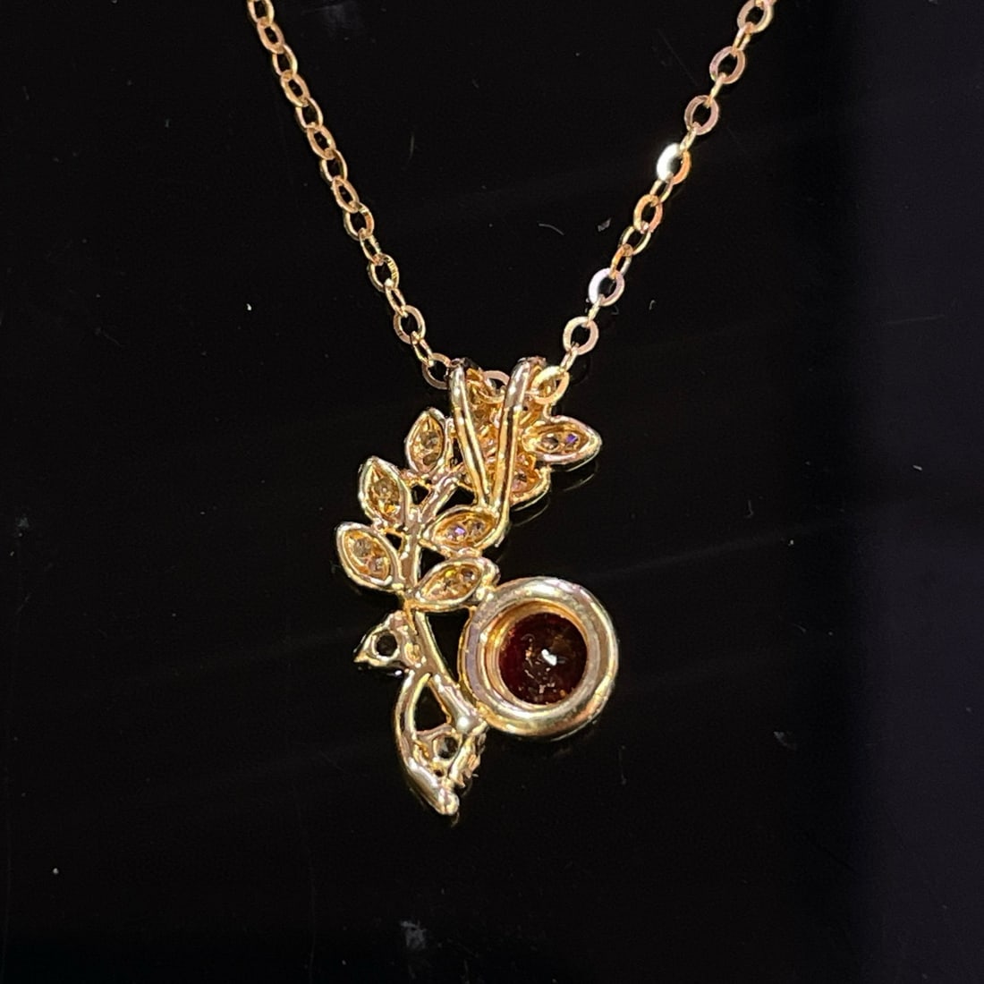 14k Gold 0.48 Ct Natural Ruby & Diamond & Sapphire Necklace - 4