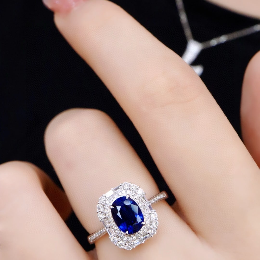 14k Gold 2.18 Ctw Natural Sapphire & Diamond Ring - 3