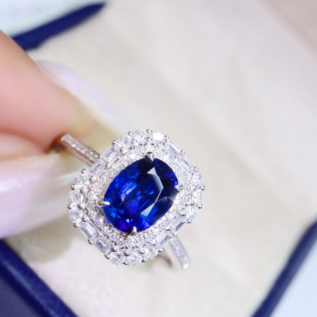 14k Gold 2.18 Ctw Natural Sapphire & Diamond Ring - 5