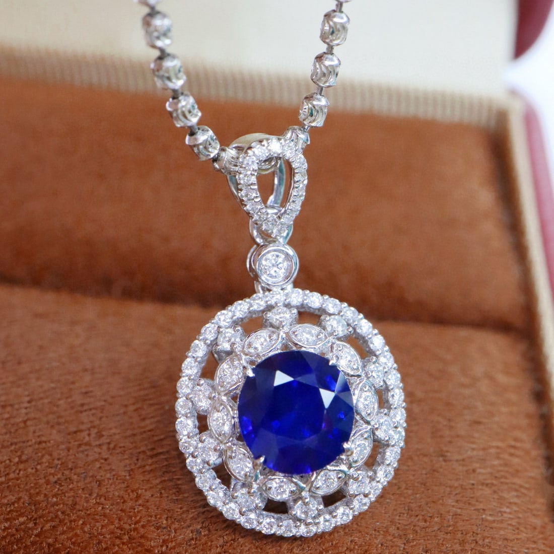 14k Gold 1.77 Ctw Natural Sapphire & Diamond Pendant( Without Chain ): Ref:230994232 // gold content:14k gold // main gemstone:sapphire // shape:oval // carat weight:1. 35ct // color:royal blue // treatment:natural // // adjacent gemstone 2 : diamond // shape:round // ca