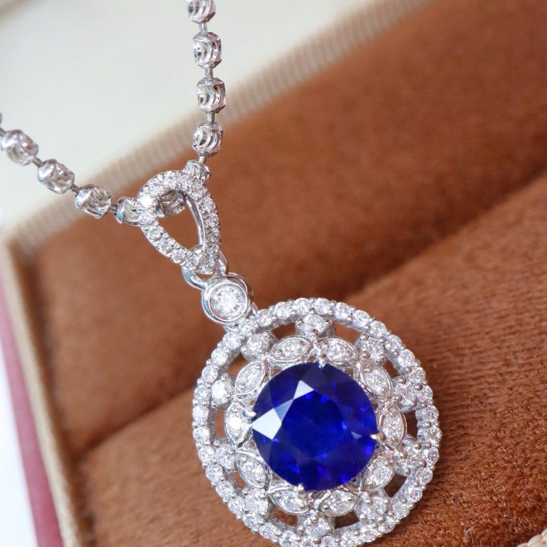 14k Gold 1.77 Ctw Natural Sapphire & Diamond Pendant( Without Chain ) - 2