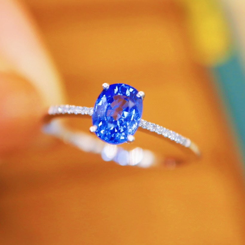 14k Gold 1.18 Ctw Natural Sapphire & Diamond Ring - 3
