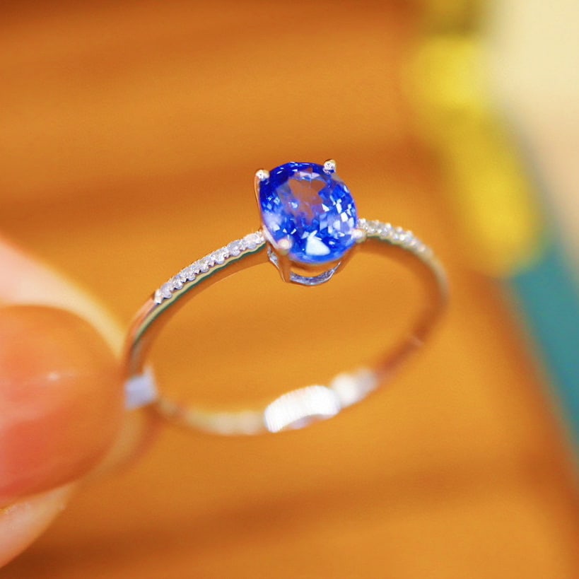 14k Gold 1.18 Ctw Natural Sapphire & Diamond Ring - 4