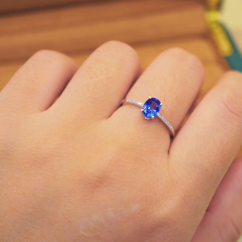 14k Gold 1.18 Ctw Natural Sapphire & Diamond Ring - 6