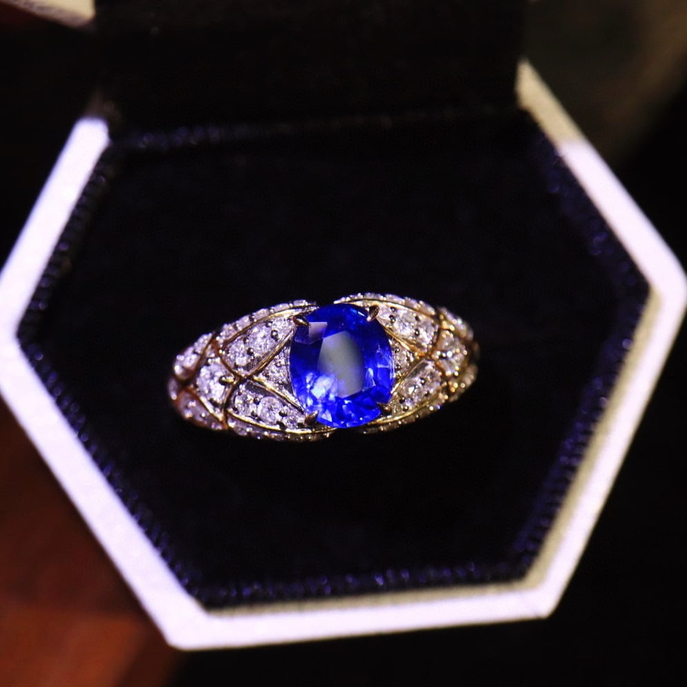 14k Gold 1.92 Ctw Natural Sapphire & Diamond Ring - 2