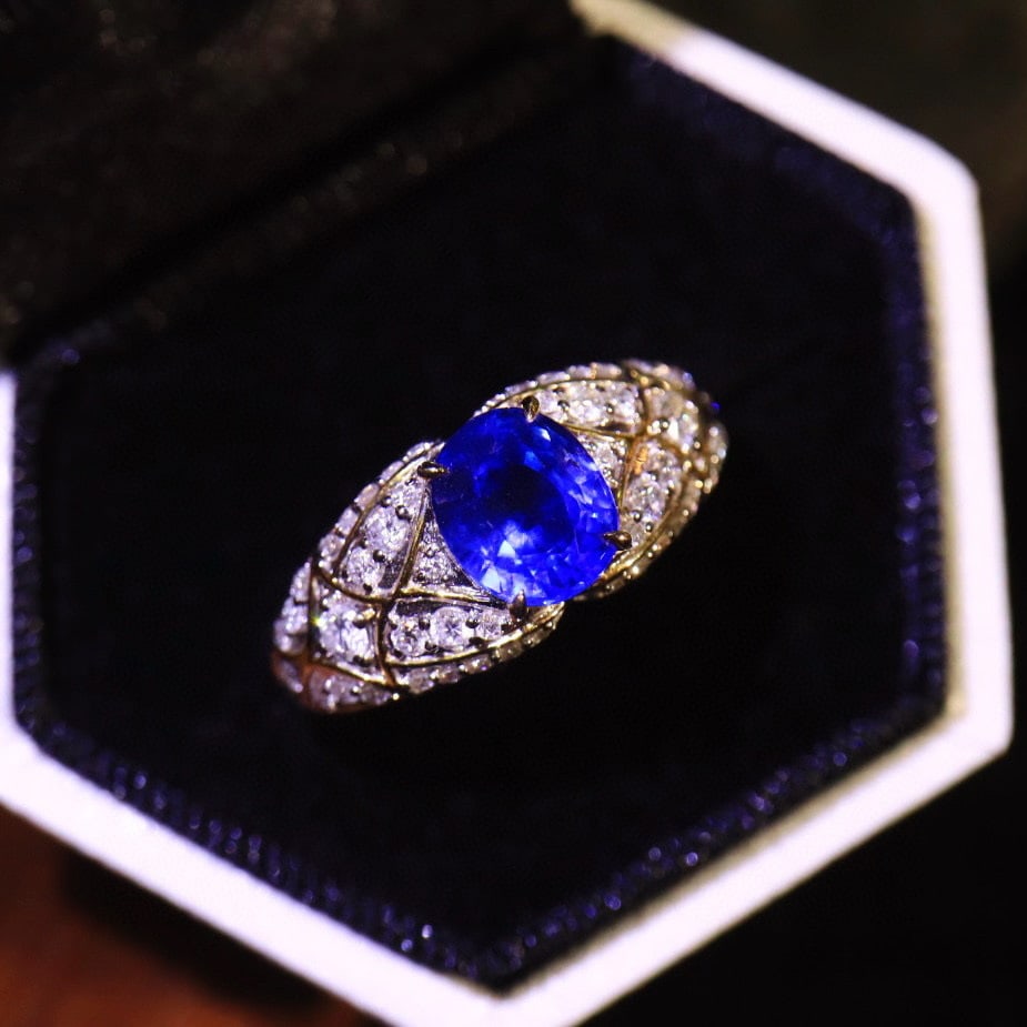 14k Gold 1.92 Ctw Natural Sapphire & Diamond Ring - 3