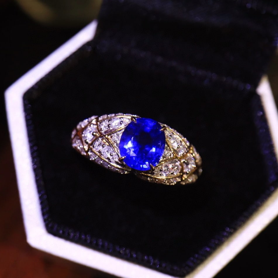 14k Gold 1.92 Ctw Natural Sapphire & Diamond Ring - 4