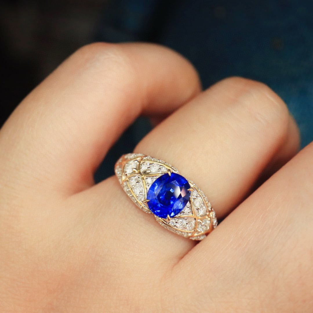 14k Gold 1.92 Ctw Natural Sapphire & Diamond Ring - 5