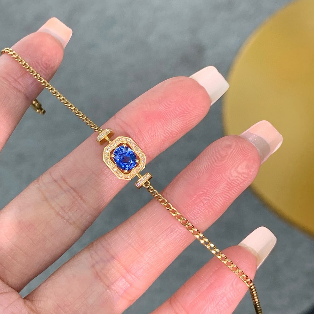 14k Gold 0.96 Ct Natural Sapphire & Diamond Bracelet - 3