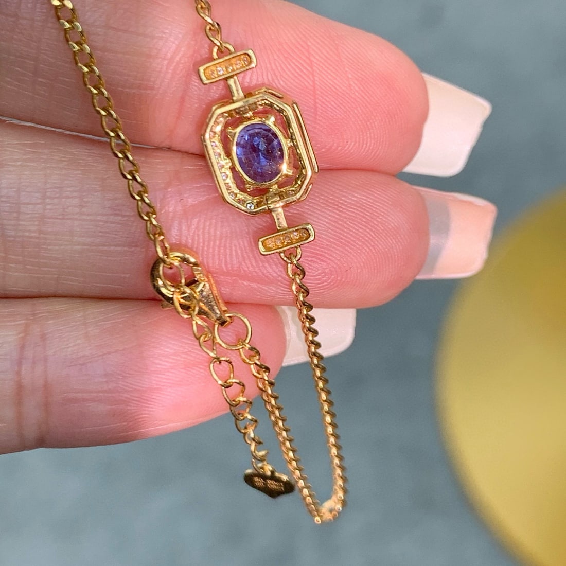 14k Gold 0.96 Ct Natural Sapphire & Diamond Bracelet - 4
