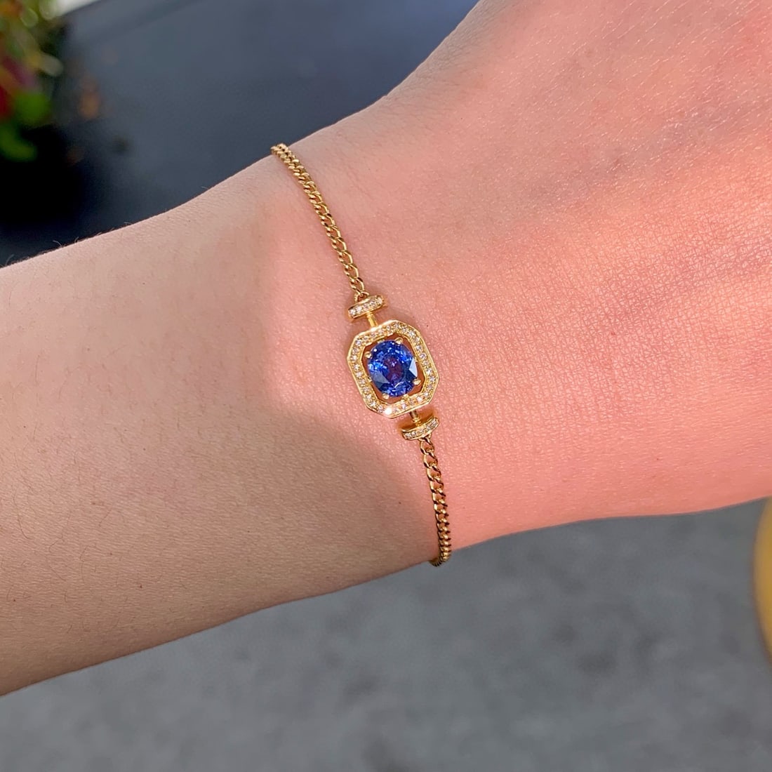 14k Gold 0.96 Ct Natural Sapphire & Diamond Bracelet - 5