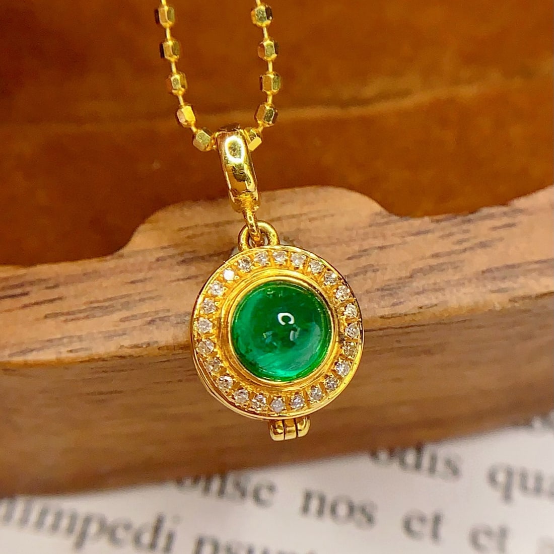 14k Gold 1 Ct Vivid Green Natural Emerald & Diamond Pendant( Without Chain ) - 5