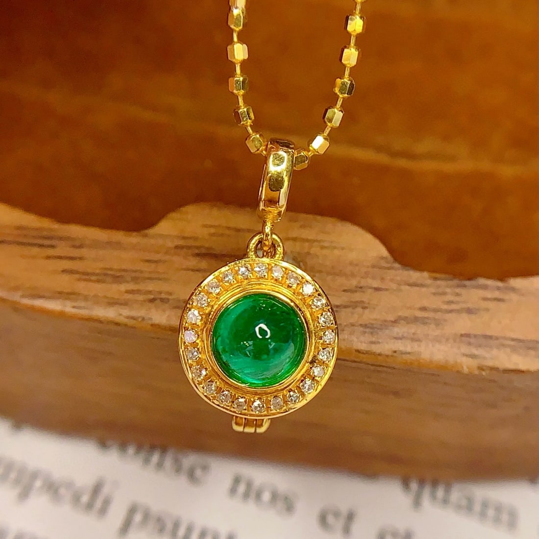 14k Gold 1 Ct Vivid Green Natural Emerald & Diamond Pendant( Without Chain ) - 6