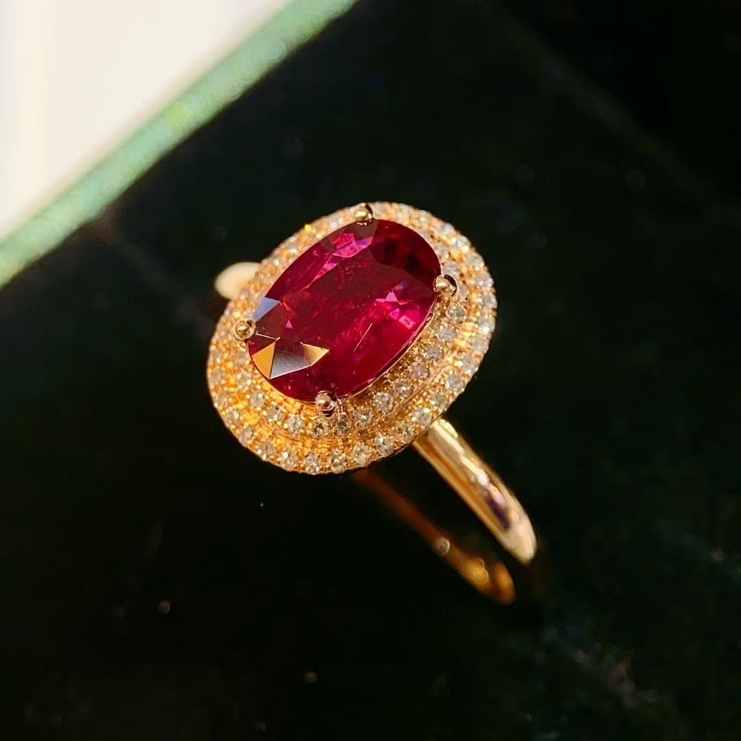 14k Gold 1.26 Ctw Natural Tourmaline & Diamond Ring - 2