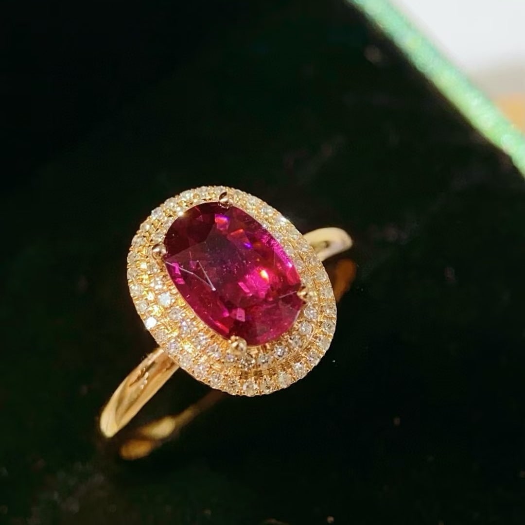 14k Gold 1.26 Ctw Natural Tourmaline & Diamond Ring - 4