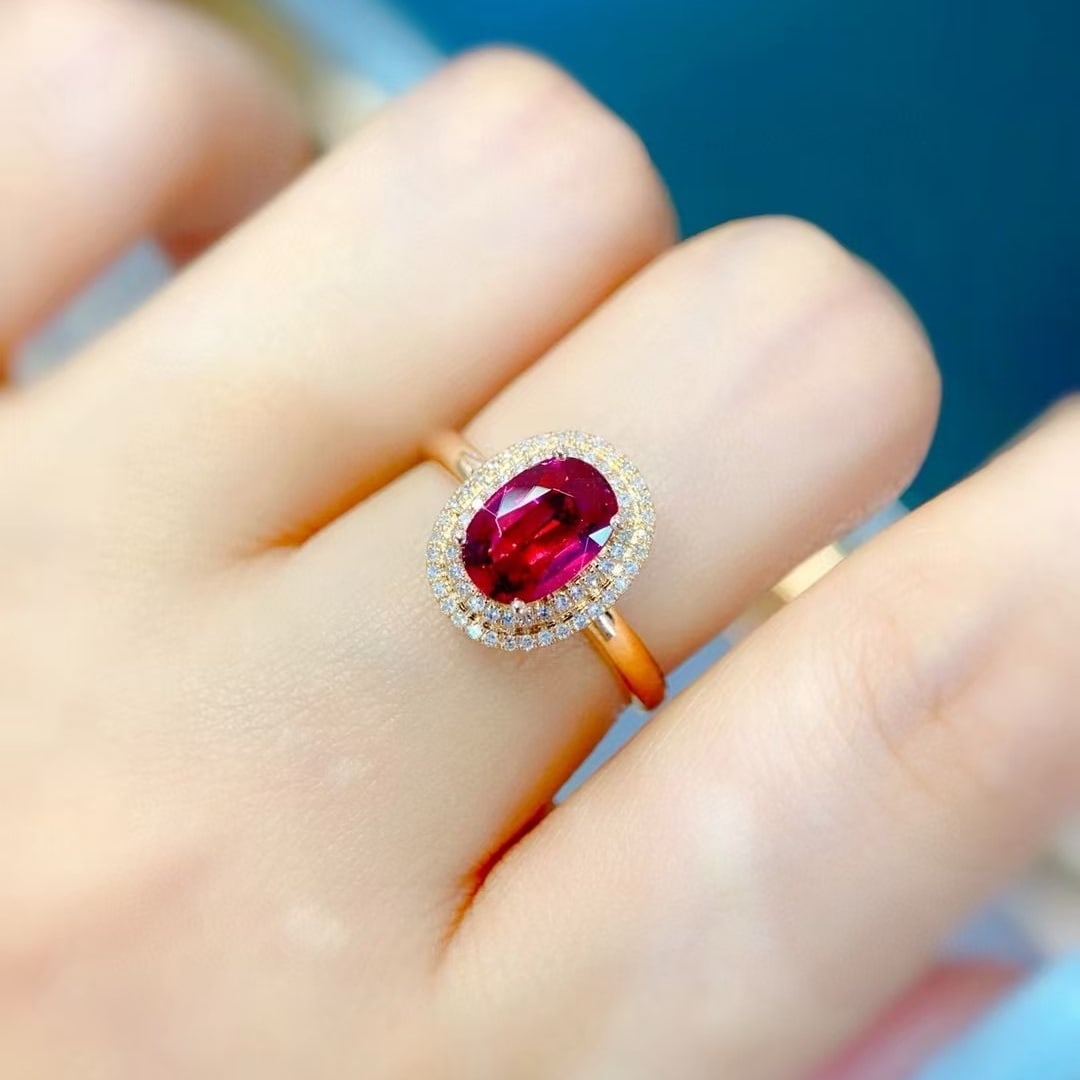 14k Gold 1.26 Ctw Natural Tourmaline & Diamond Ring - 5