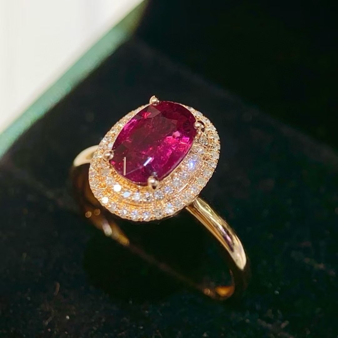 14k Gold 1.26 Ctw Natural Tourmaline & Diamond Ring - 6