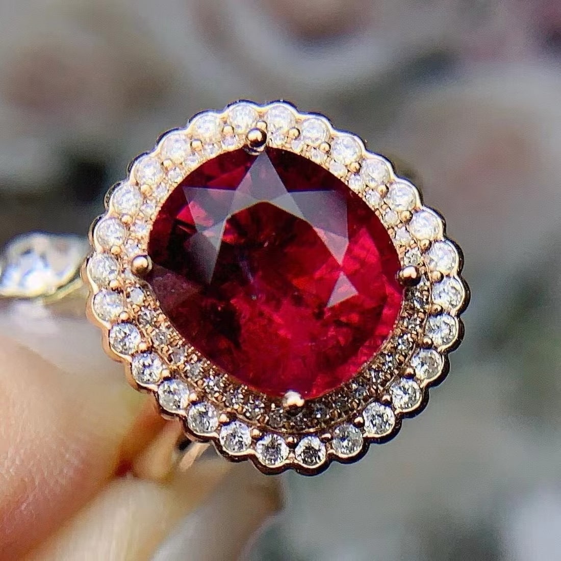14k Gold 4.28 Ctw Natural Tourmaline & Diamond Ring - 4