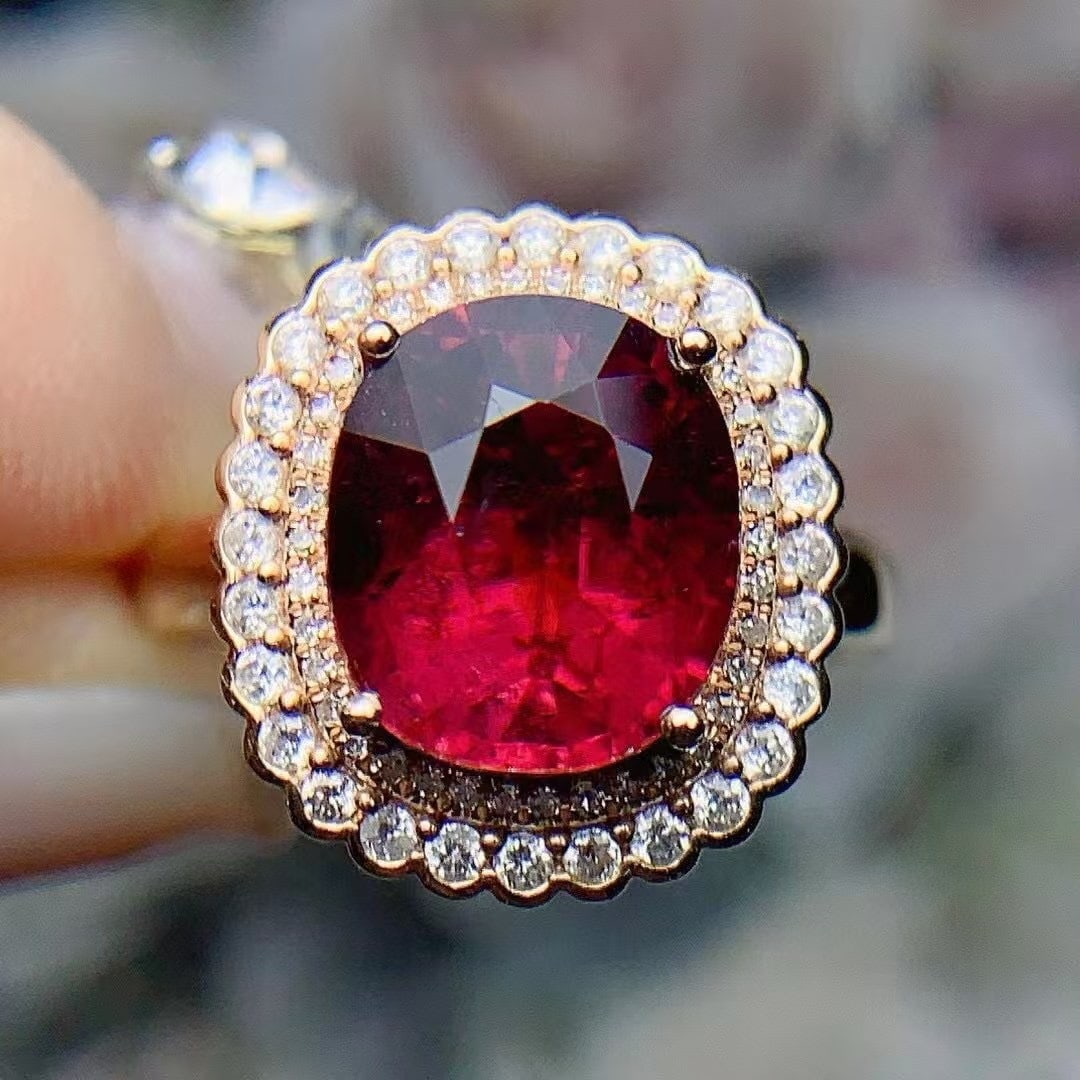 14k Gold 4.28 Ctw Natural Tourmaline & Diamond Ring - 5