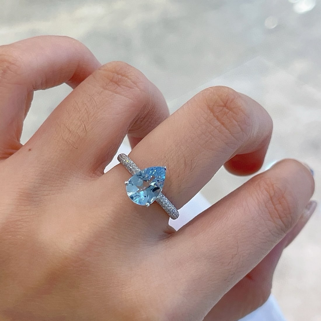 14k Gold 2.06 Ctw Natural Aquamarine & Diamond Ring - 4