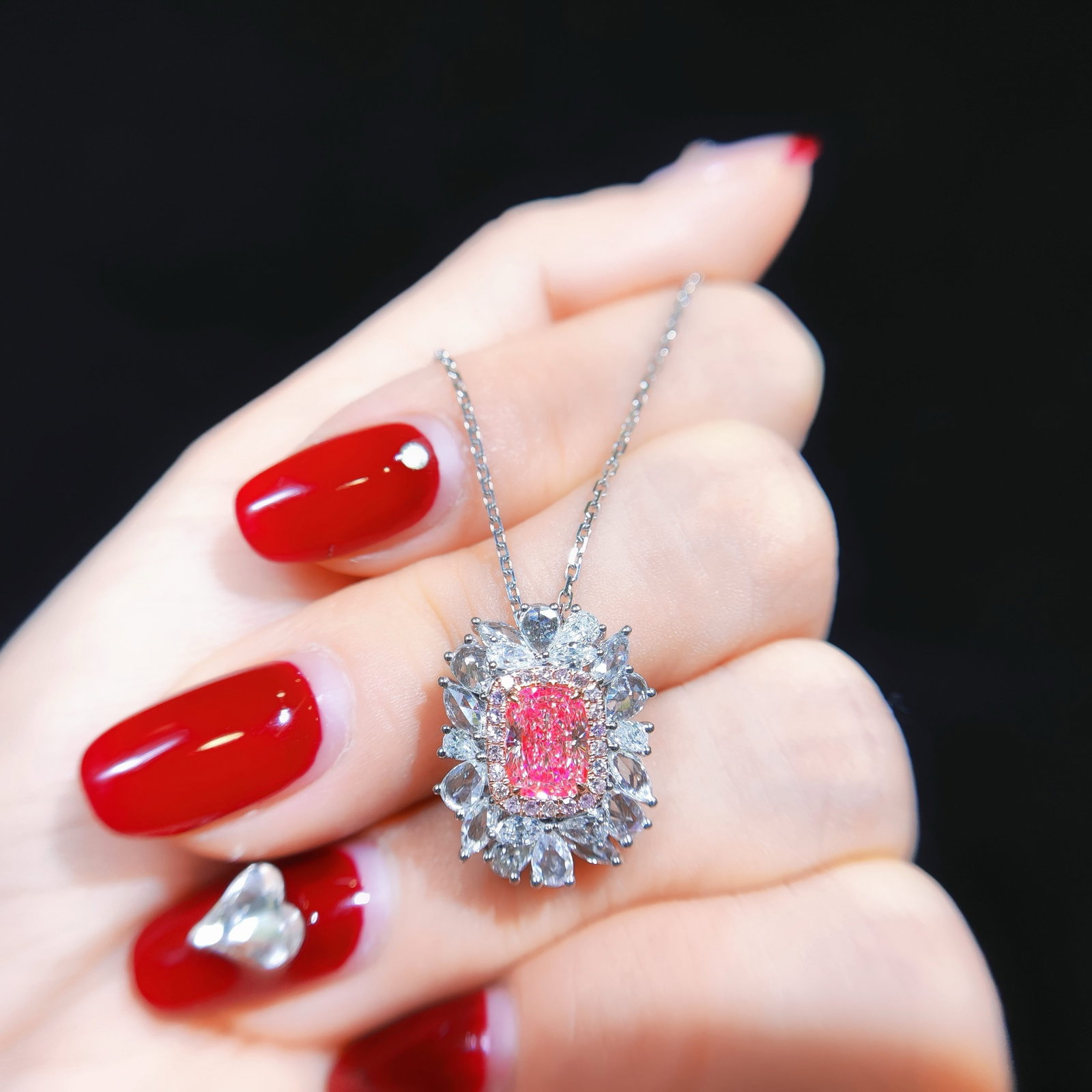 14k Gold 2.30 Ctw Natural Pink Diamond & Diamond Ring/pendant( Without Chain ) - 3