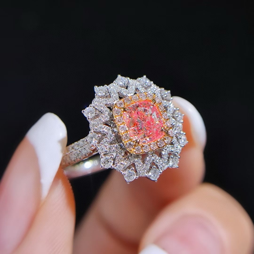 14k Gold 1.53 Ctw Natural Pink Diamond & Diamond Ring/pendant( Without Chain ) - 2