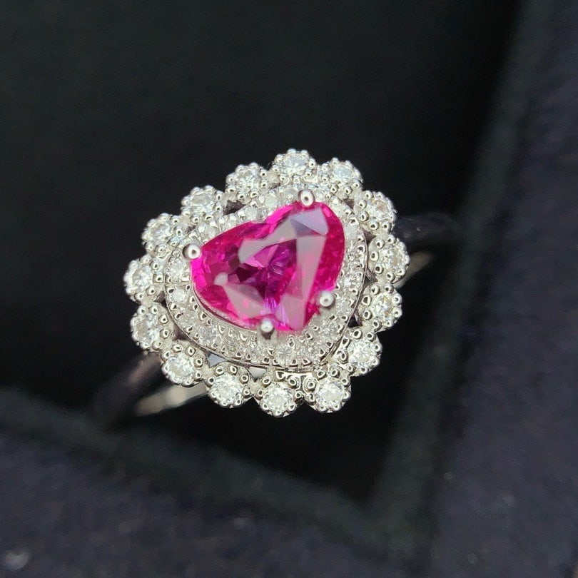 14k Gold 1.0 Ct Natural Padparadscha Sapphire & Diamond Ring - 2