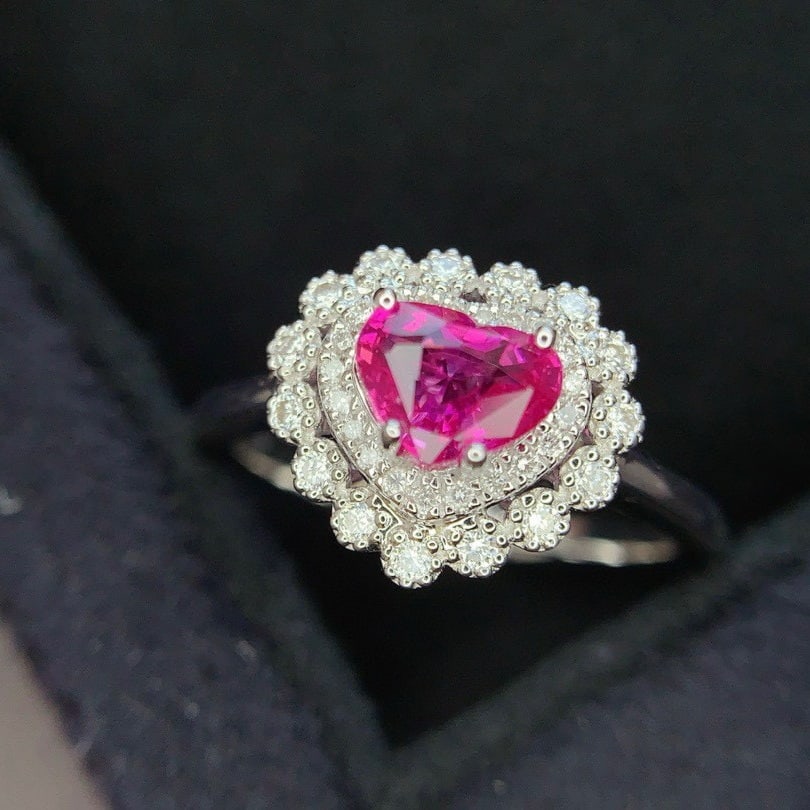 14k Gold 1.0 Ct Natural Padparadscha Sapphire & Diamond Ring - 3