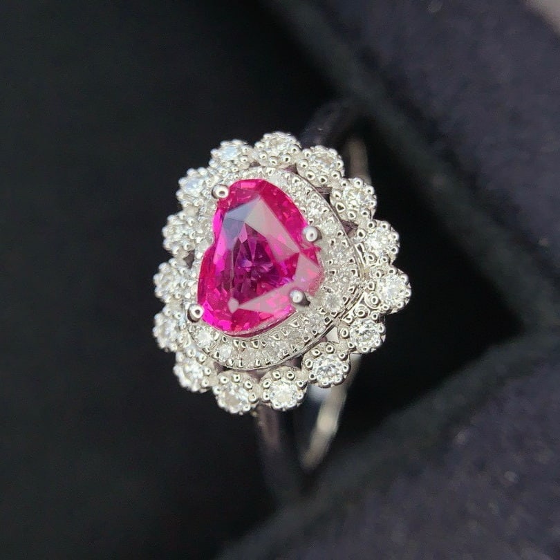 14k Gold 1.0 Ct Natural Padparadscha Sapphire & Diamond Ring - 4